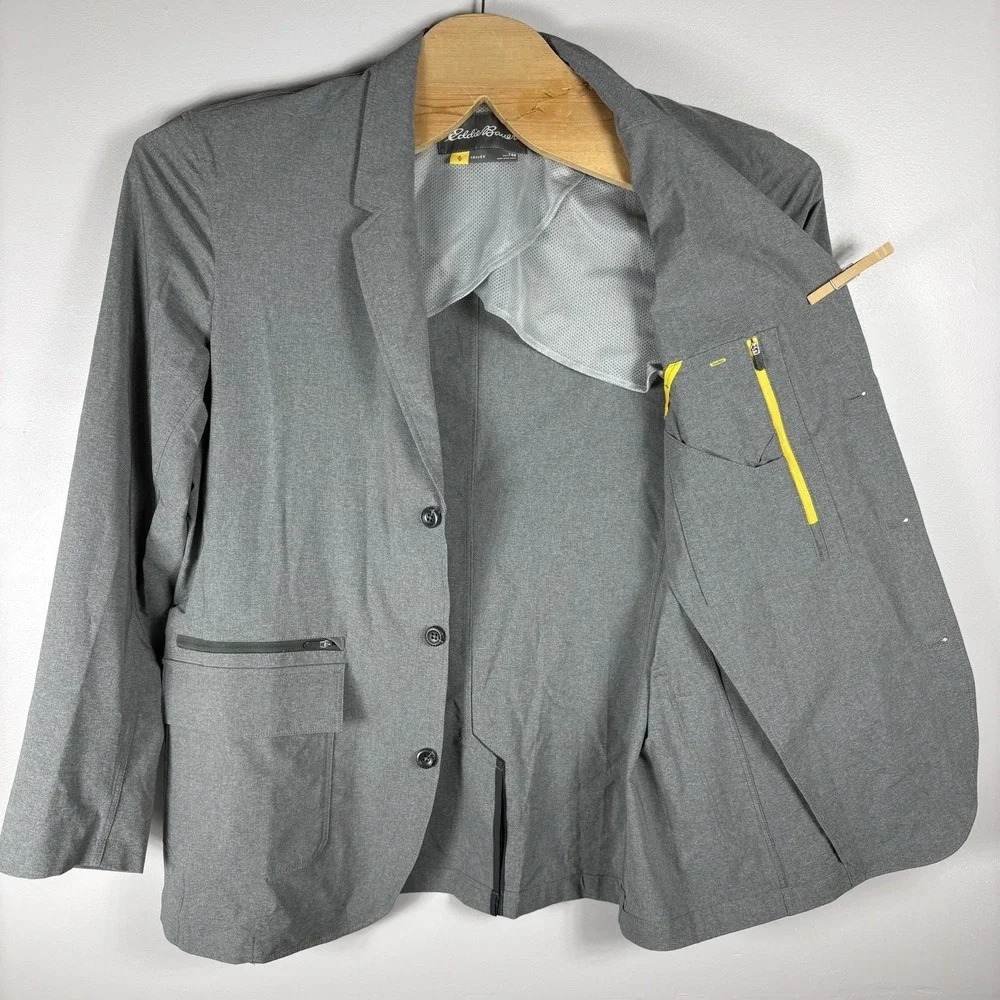 Eddie Bauer Men's 48T Gray Travex Tech Pocket Sport Coat Unlined Packable Blazer